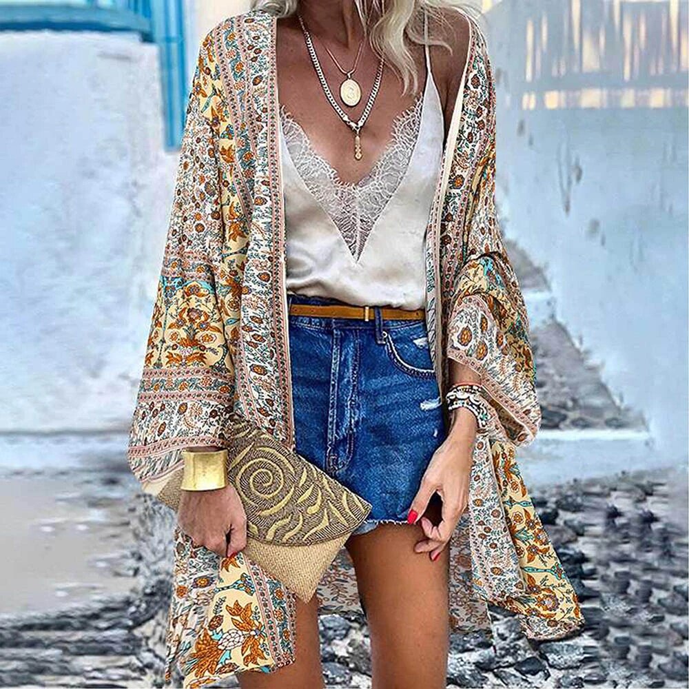 GR | Women's Full Length Kimono Style Cardigan