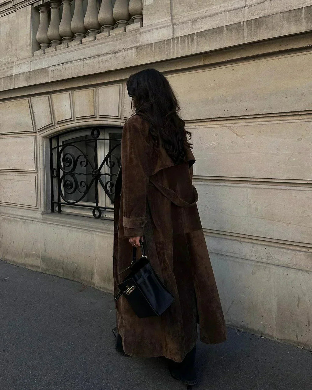 GR | Brown Suedette Double-Breasted Coat Women's Coats