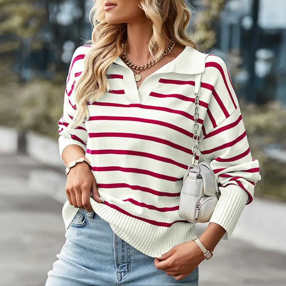 Gestreifter Print Freizeitpullover