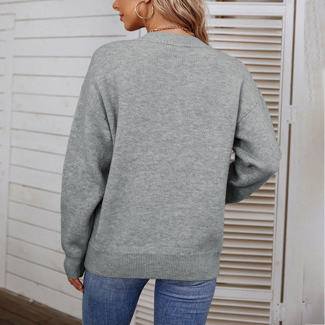 GR | Lässiger Strickpullover Mit Smiley