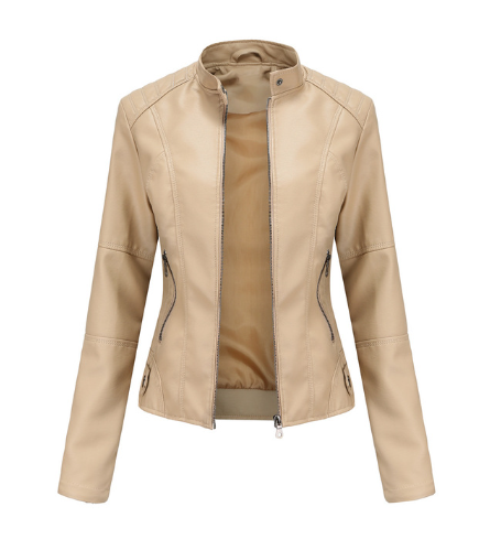 GR - Women's Slim Fit Faux Leather Biker Jacket 