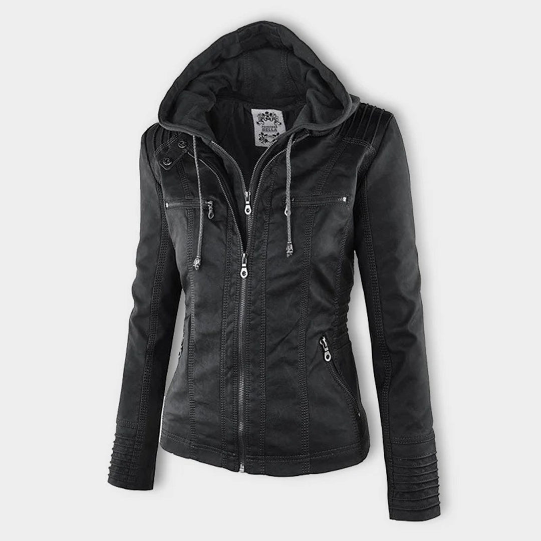 GR - Hooded - PU Leather - Zip-up Jacket - Women's Jacket
