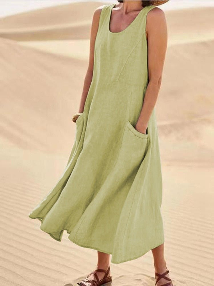GR | Loose fit Sleeveless Flowing dress Summer dress