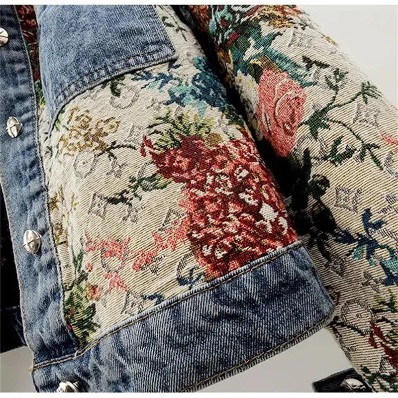Printed denim jacket