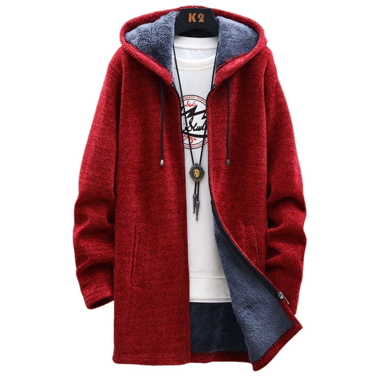 GR | Fleece jacket with hood - warm women's jacket with zipper and soft lining