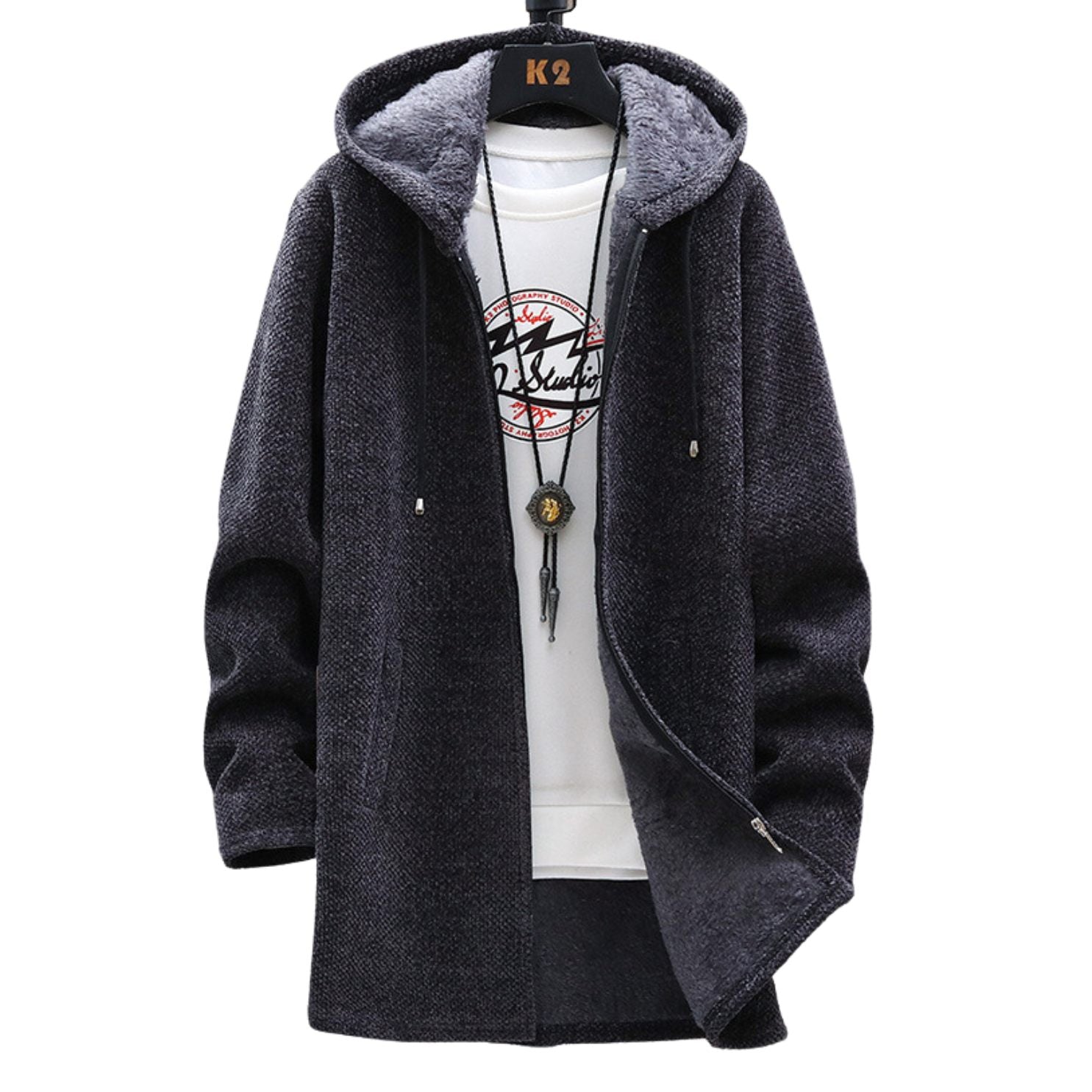 GR | Fleece jacket with hood - warm women's jacket with zipper and soft lining