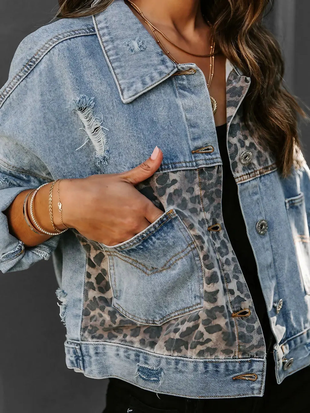 Leopard denim jacket