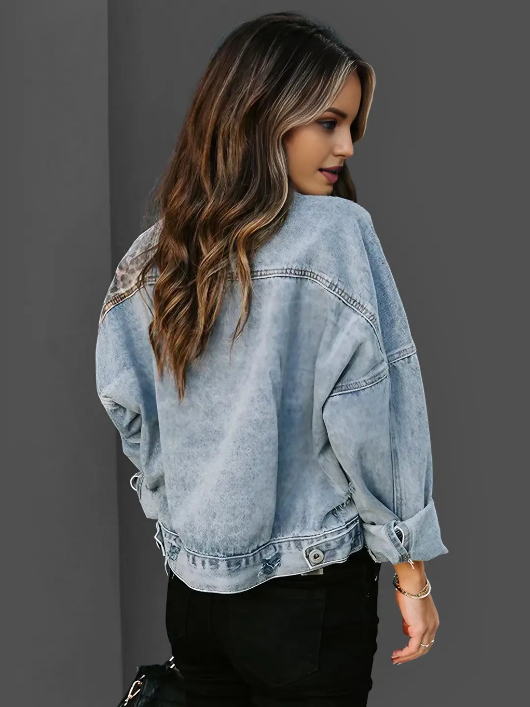GR | Leopard print denim jacket