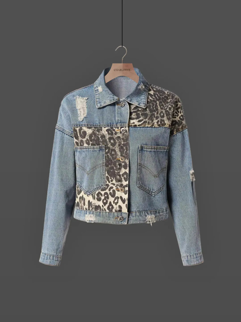 GR | Leopard print denim jacket