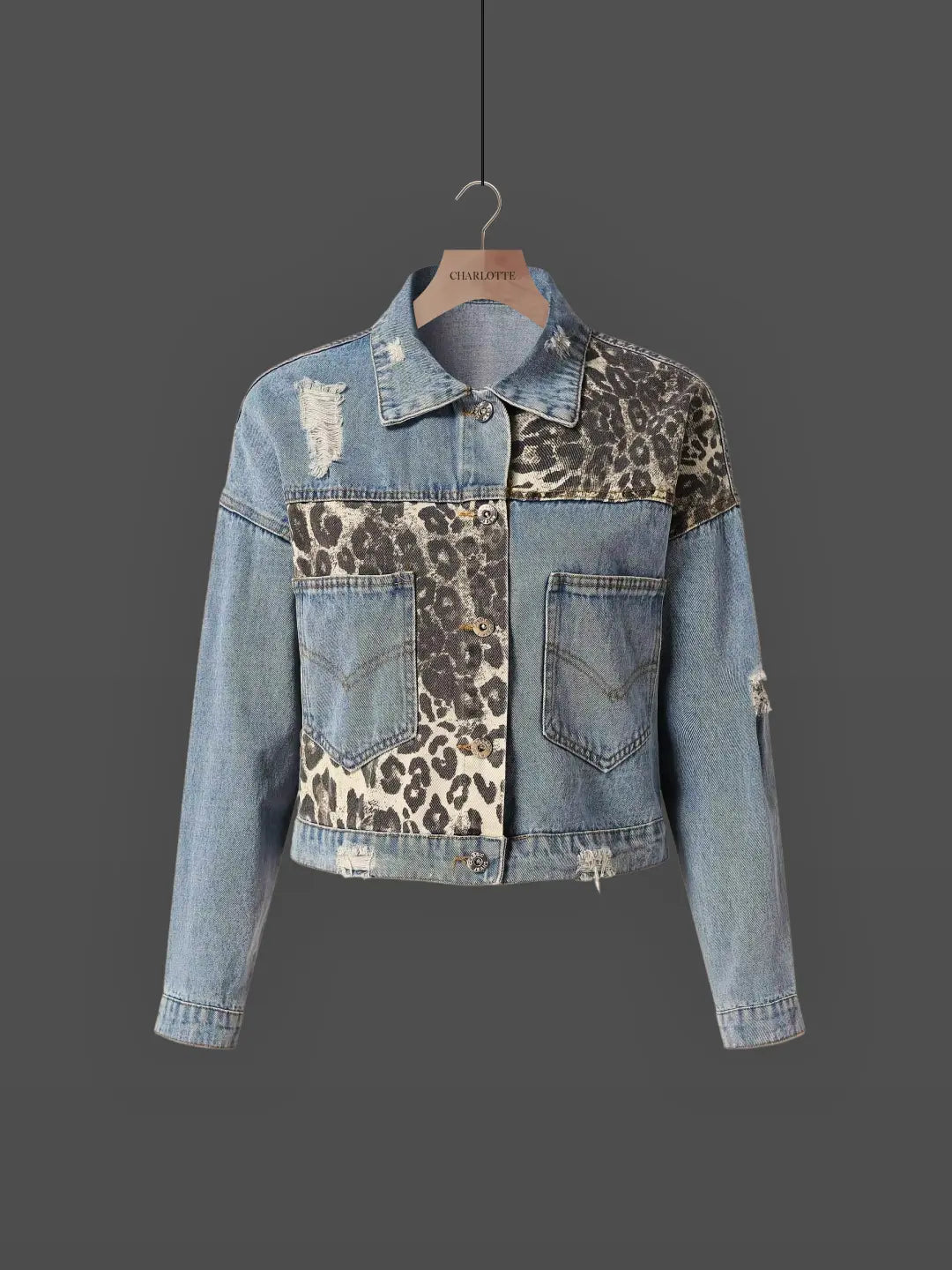 GR | Leopard print denim jacket