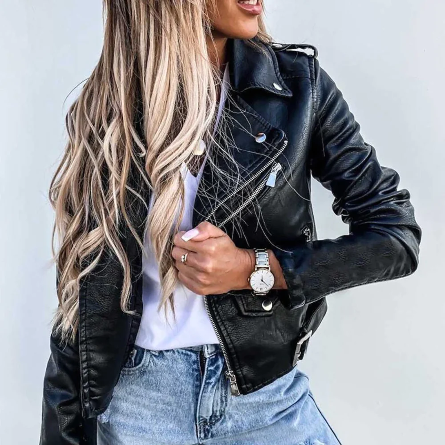 GR Fitted Leather Jacket for Women | Perfect for Casual Days