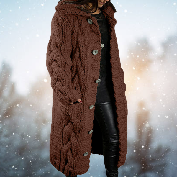 GR | gestrickte Strickjacke - Damen Kabelstrickjacke