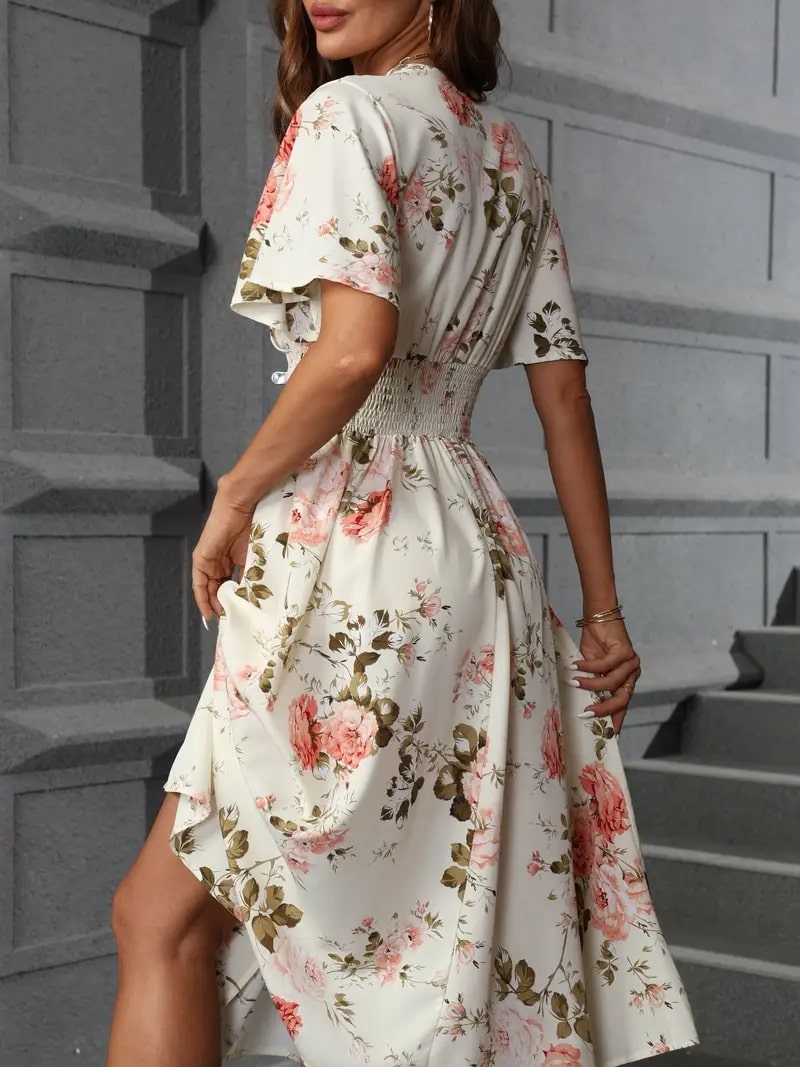 GR | Elegantes Blumen Kleid Für Frühling Und Sommer