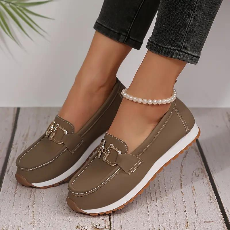 GR | Metallic Buckle Slip-On Hiking Shoes Women's Shoes