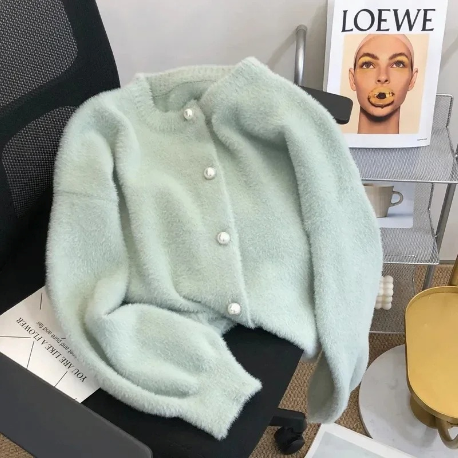 GR | Knitted Jacket with Round Neck