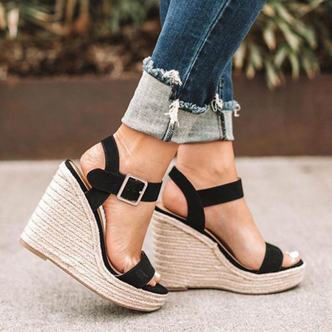 GR | Wedge sandals Elegant women's shoes with belt 