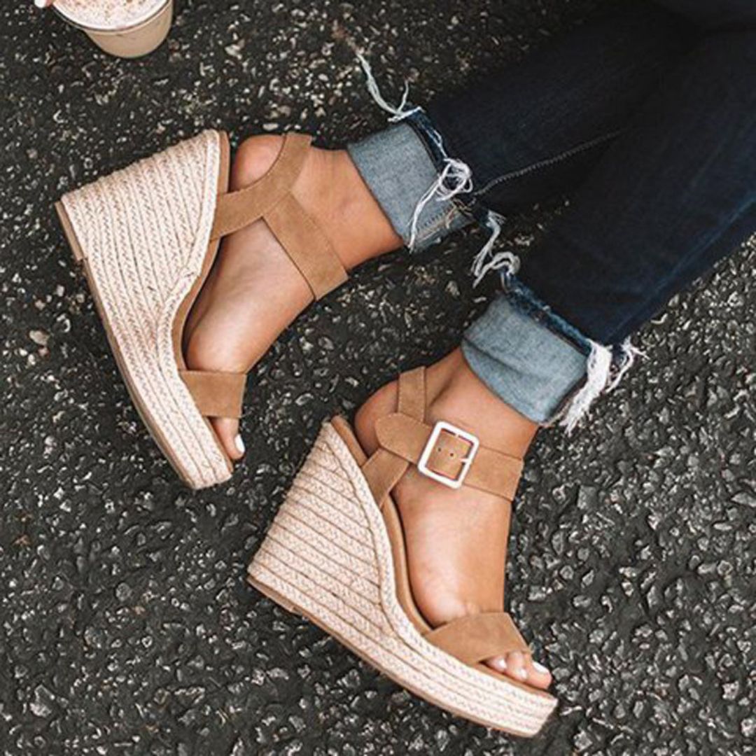 GR | Wedge sandals Elegant women's shoes with belt 