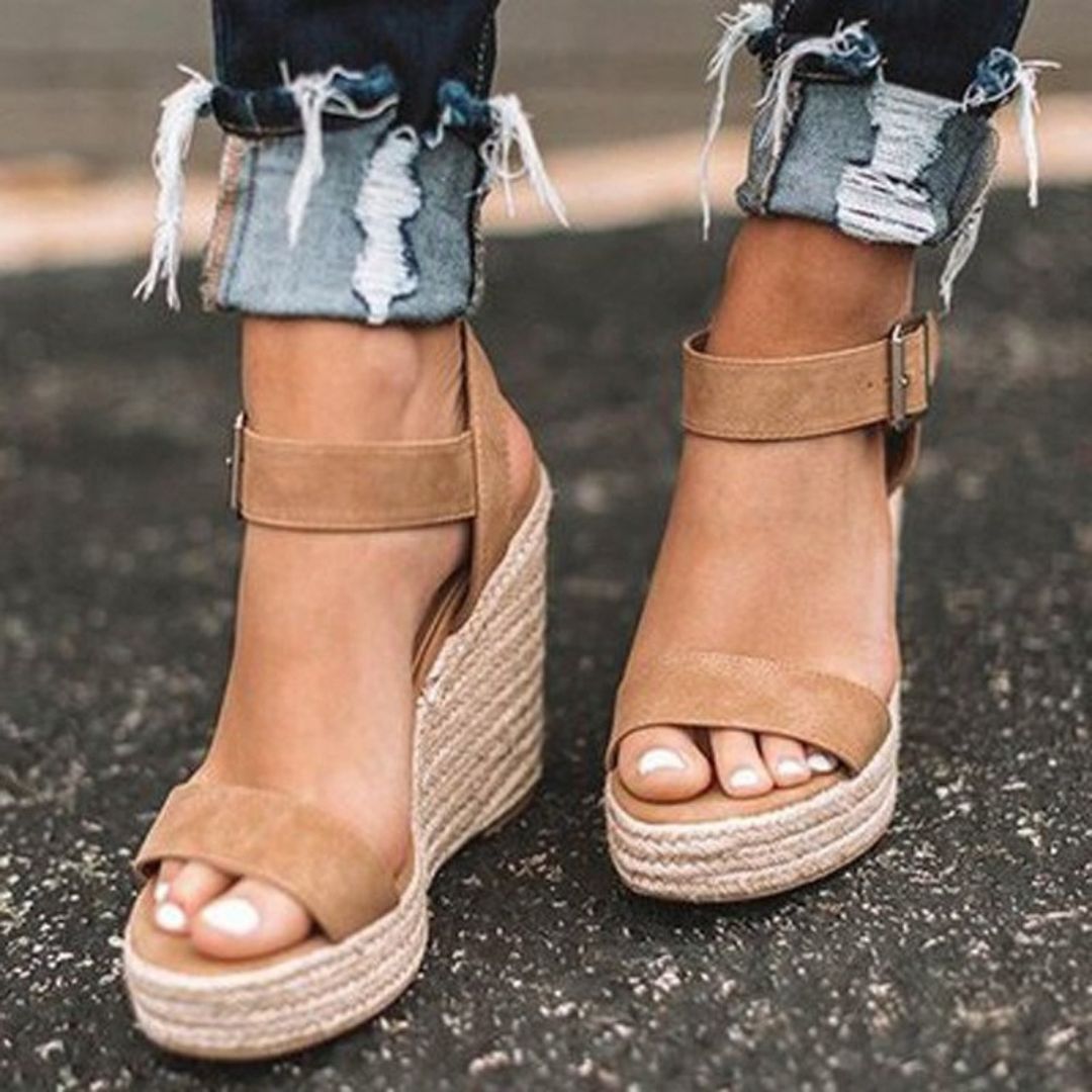 GR | Wedge sandals Elegant women's shoes with belt 