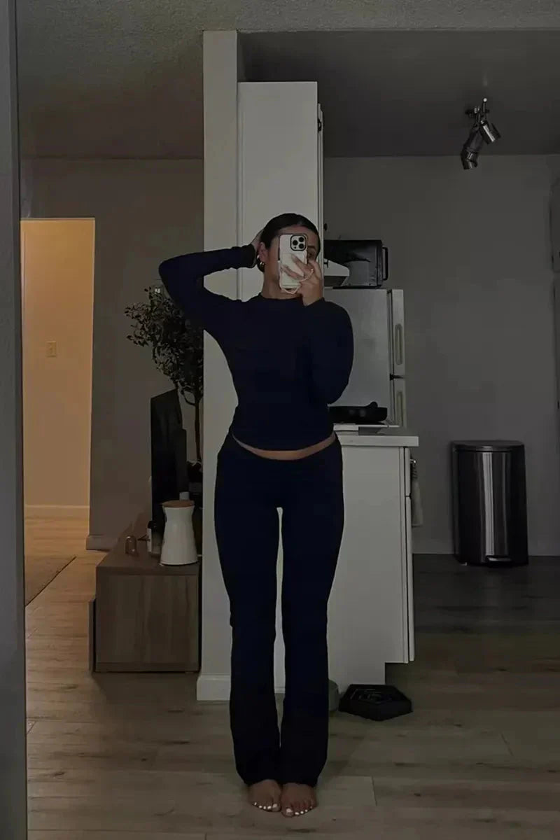 GR | Set of comfortable, stretchy flared trousers for women, loungewear