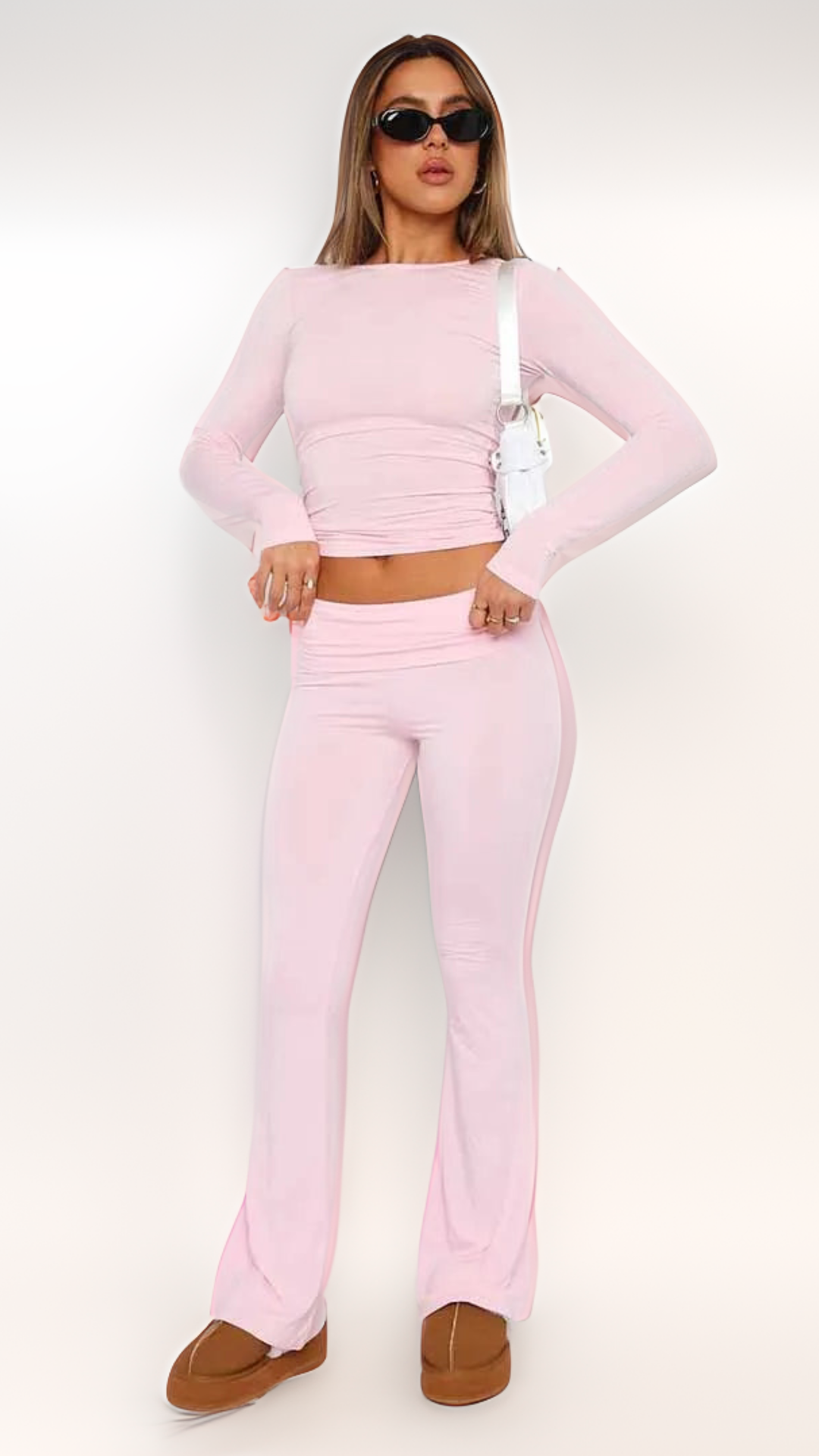 GR | Women's two-piece cotton set with wide legs and long sleeves