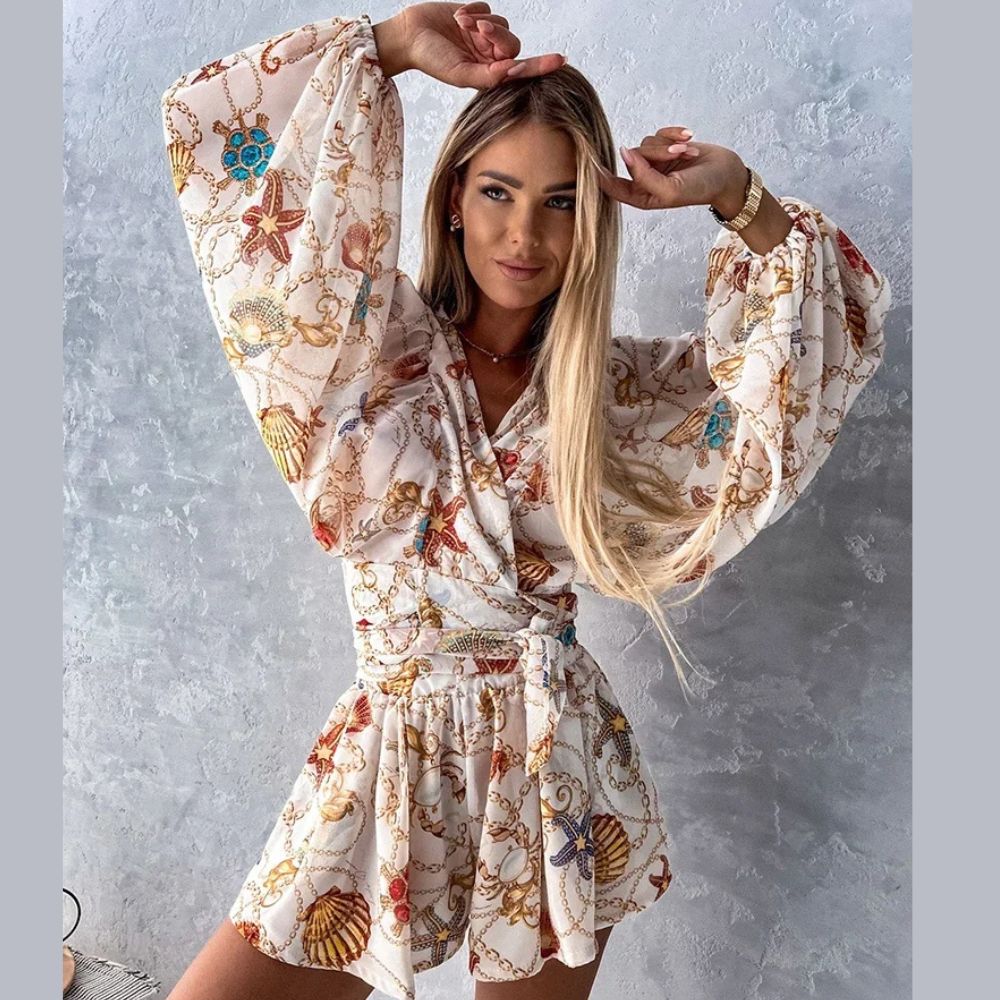 GR | Ranta Lightweight Stylish Comfortable Long Sleeve Jumpsuit with Summer Print