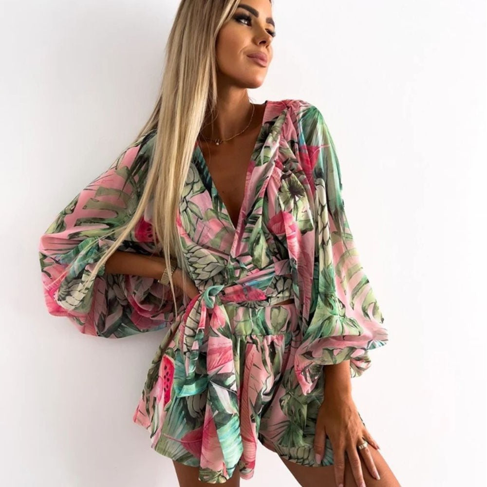 GR | Ranta Lightweight Stylish Comfortable Long Sleeve Jumpsuit with Summer Print