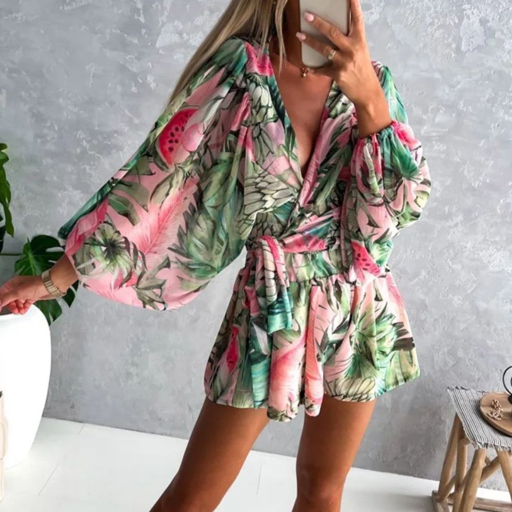 GR | Ranta Lightweight Stylish Comfortable Long Sleeve Jumpsuit with Summer Print