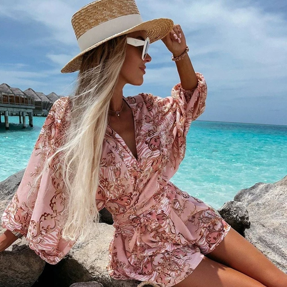 GR | Ranta Lightweight Stylish Comfortable Long Sleeve Jumpsuit with Summer Print