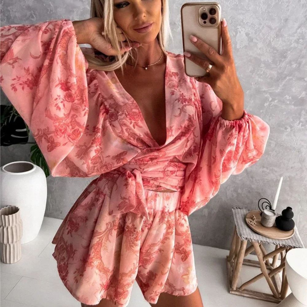 GR | Ranta Lightweight Stylish Comfortable Long Sleeve Jumpsuit with Summer Print