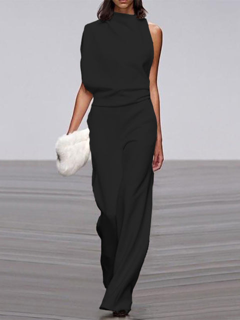 GR | One Shoulder Jumpsuit with Wide Legs