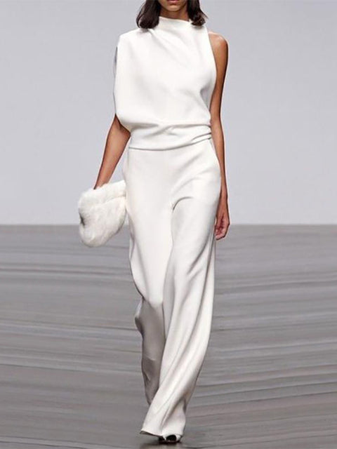 GR | One Shoulder Jumpsuit with Wide Legs