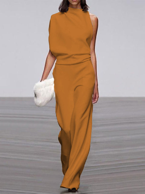 GR | One Shoulder Jumpsuit with Wide Legs