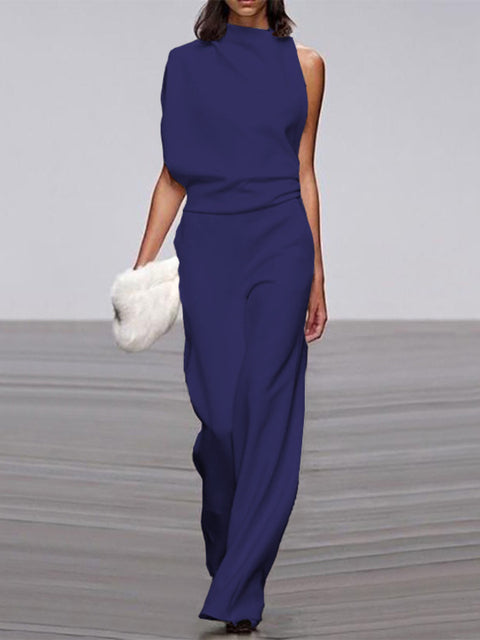 GR | One Shoulder Jumpsuit with Wide Legs
