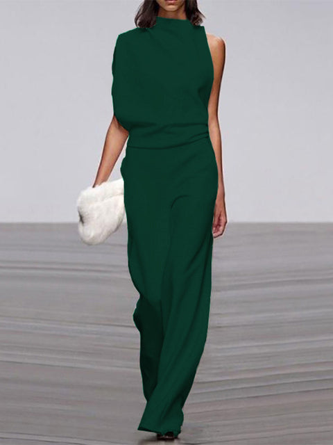 GR | One Shoulder Jumpsuit with Wide Legs