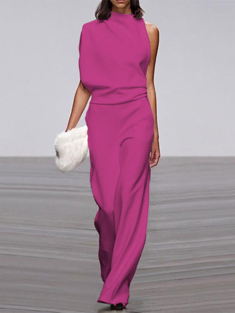 GR | One Shoulder Jumpsuit with Wide Legs