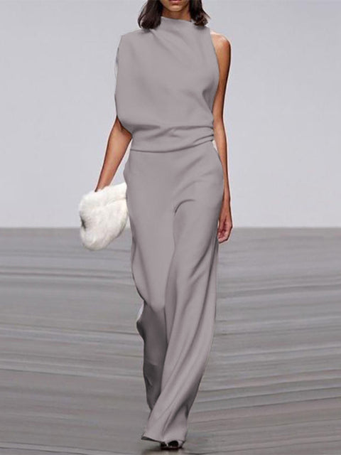 GR | One Shoulder Jumpsuit with Wide Legs