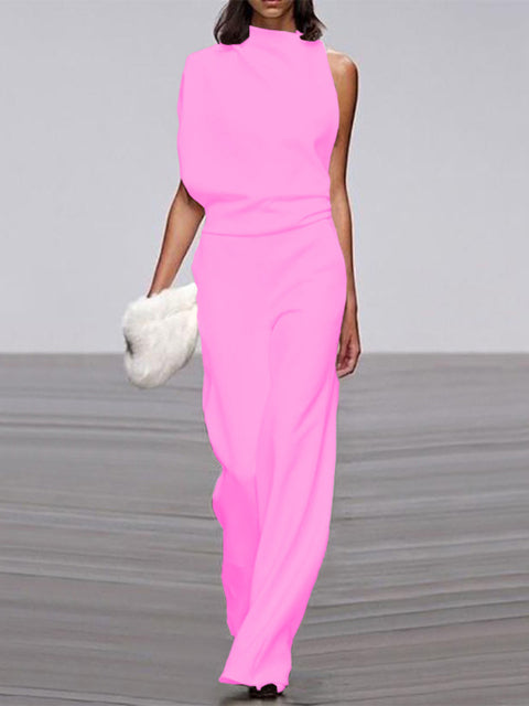 GR | One Shoulder Jumpsuit with Wide Legs