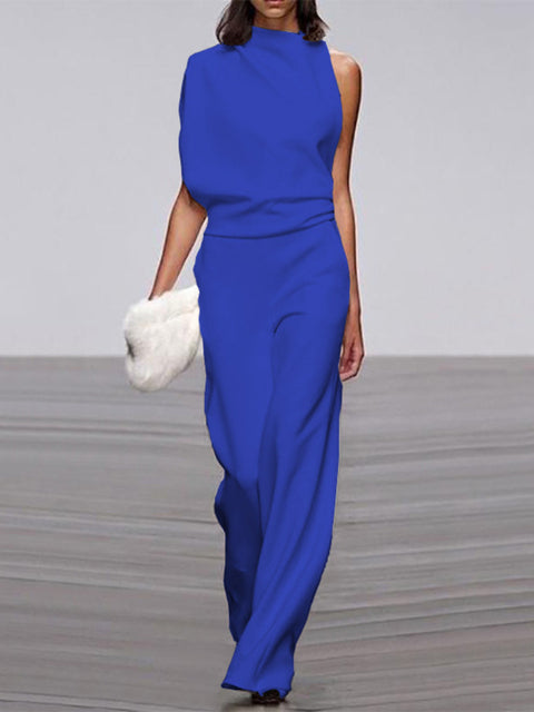 GR | One Shoulder Jumpsuit with Wide Legs