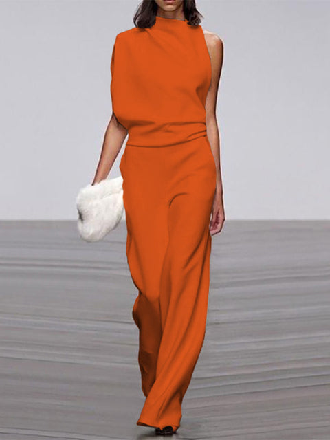 GR | One Shoulder Jumpsuit with Wide Legs
