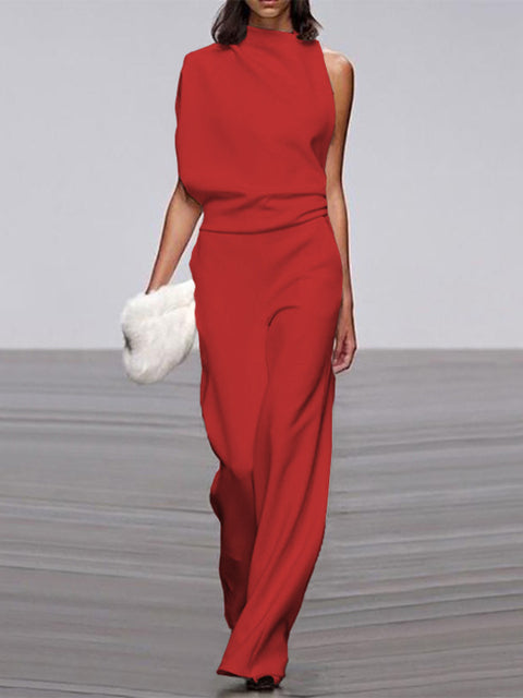 GR | One Shoulder Jumpsuit with Wide Legs