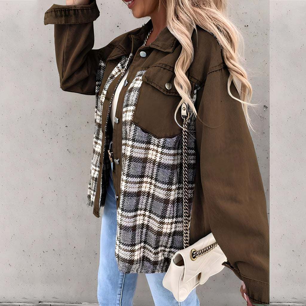 Long-sleeved checked jacket