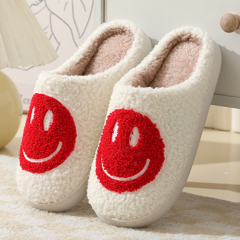 GR Large Smiley Pattern Fur Slippers