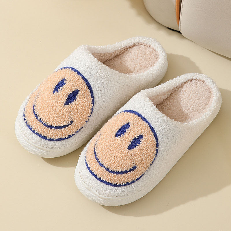 GR Large Smiley Pattern Fur Slippers
