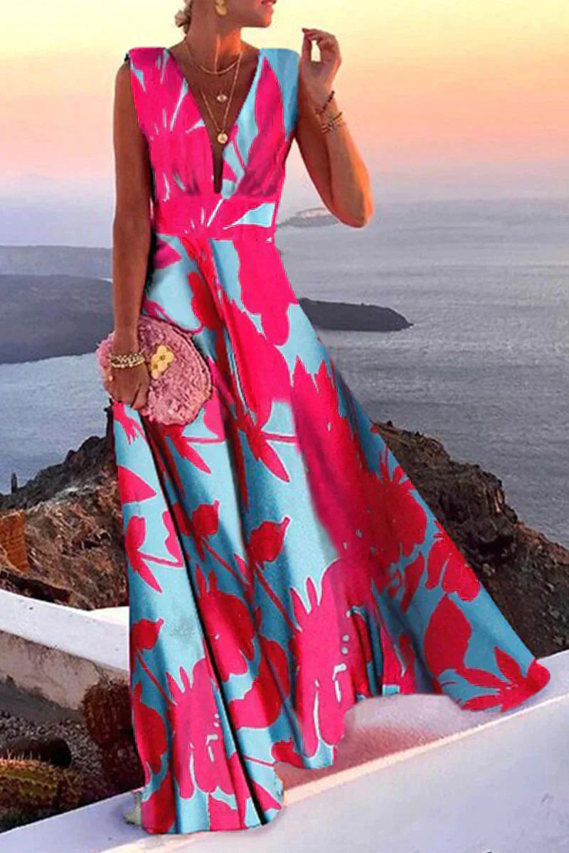 GR | Sommerliches Ärmelloses Kleid Mit Aufdruck Für Damen