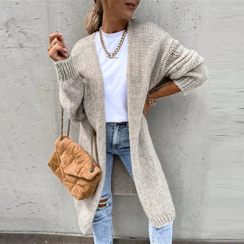 GR | Lange Luftige Strickjacke für Damen | Lässig und Komfortabel