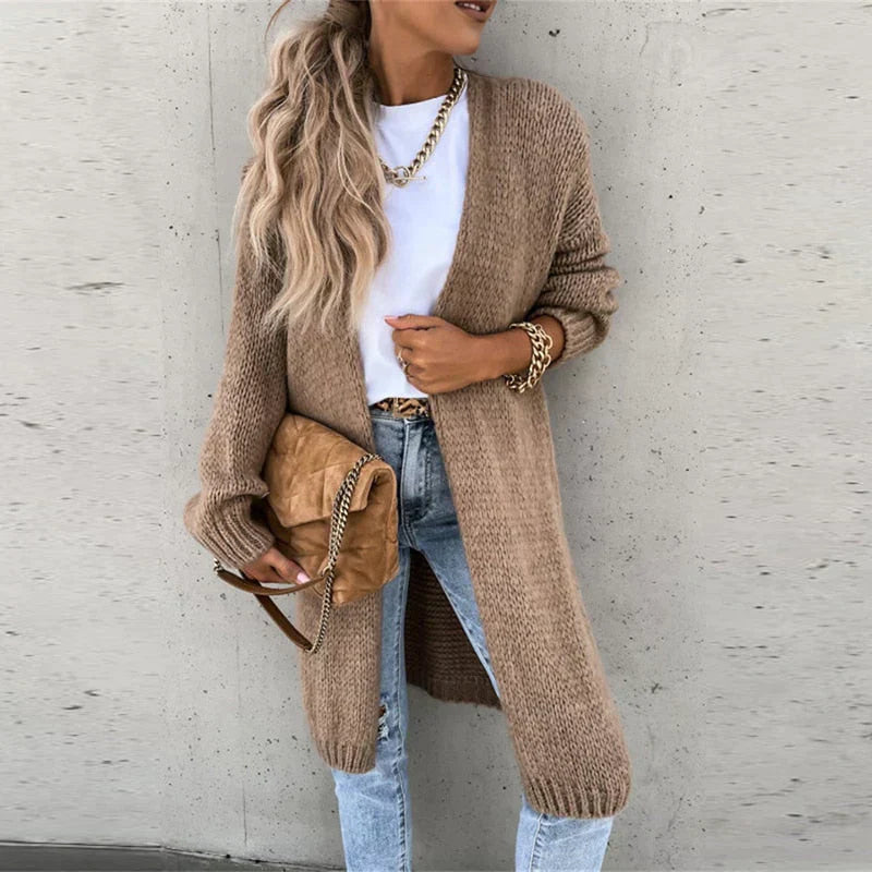 GR | Lange Luftige Strickjacke für Damen | Lässig und Komfortabel