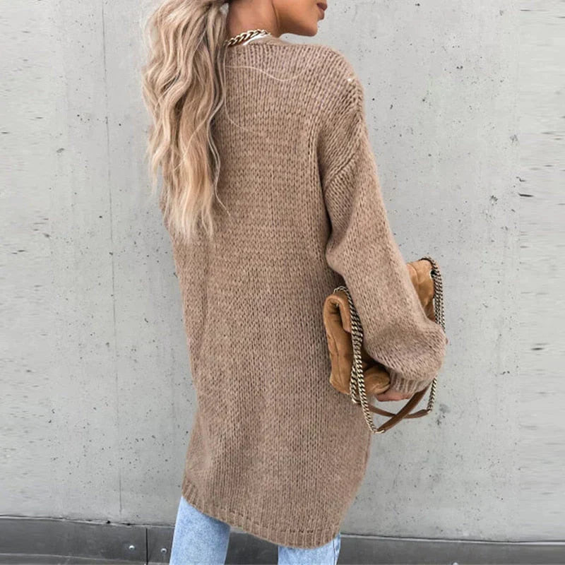 GR | Lange Luftige Strickjacke für Damen | Lässig und Komfortabel
