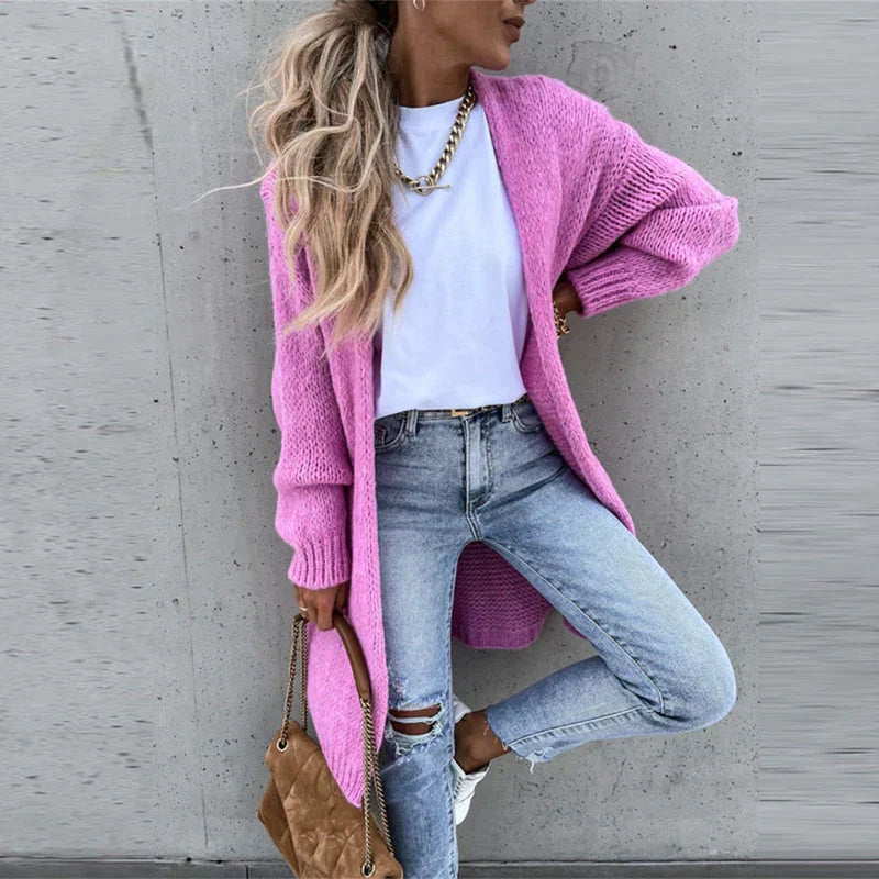 GR | Lange Luftige Strickjacke für Damen | Lässig und Komfortabel
