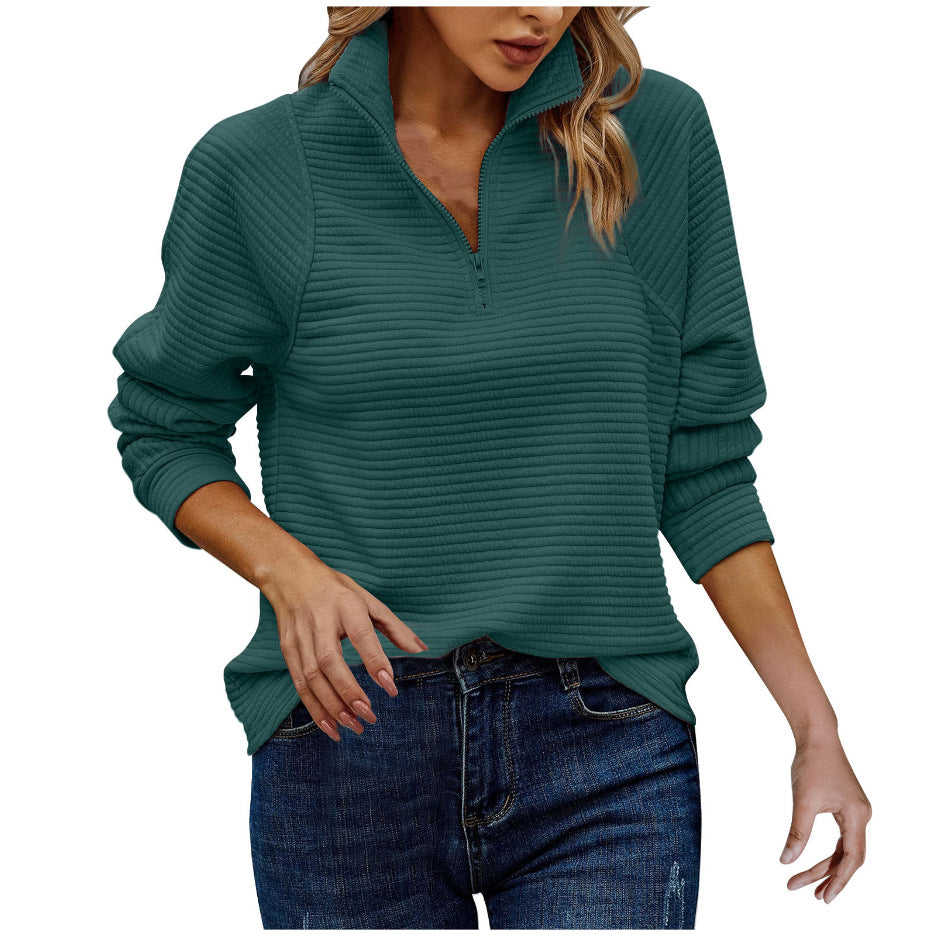 GR - Geripptes Viertel-Reißverschluss-Pullover-Sweater