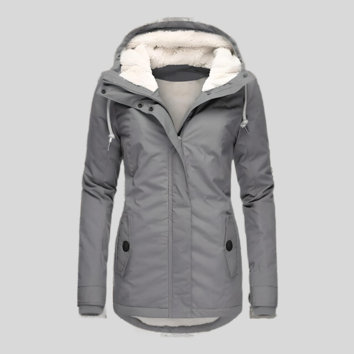 GR | Stylish winter jacket – with hood & cozy faux fur